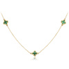 Zlatý náhrdelník čtyřlístky se zeleným malachitem Au 585/1000
