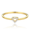 Zlatý prsten srdíčko s bílými zirkony Au 585/1000