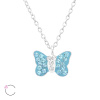 Dětský stříbrný řetízek MOTÝL AQUA SWAROVSKI