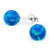 Stříbrné kuličky s opálem PACIFIC BLUE 7 mm