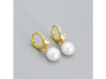 Stříbrné náušnice s perlou GOLD