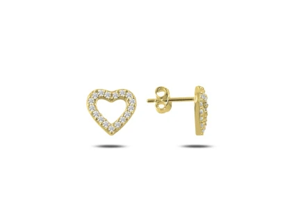 Stříbrné náušnice ZLATÉ SRDCE