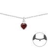 Stříbrný CHOKER náhrdelník ČERVENÉ SRDCE