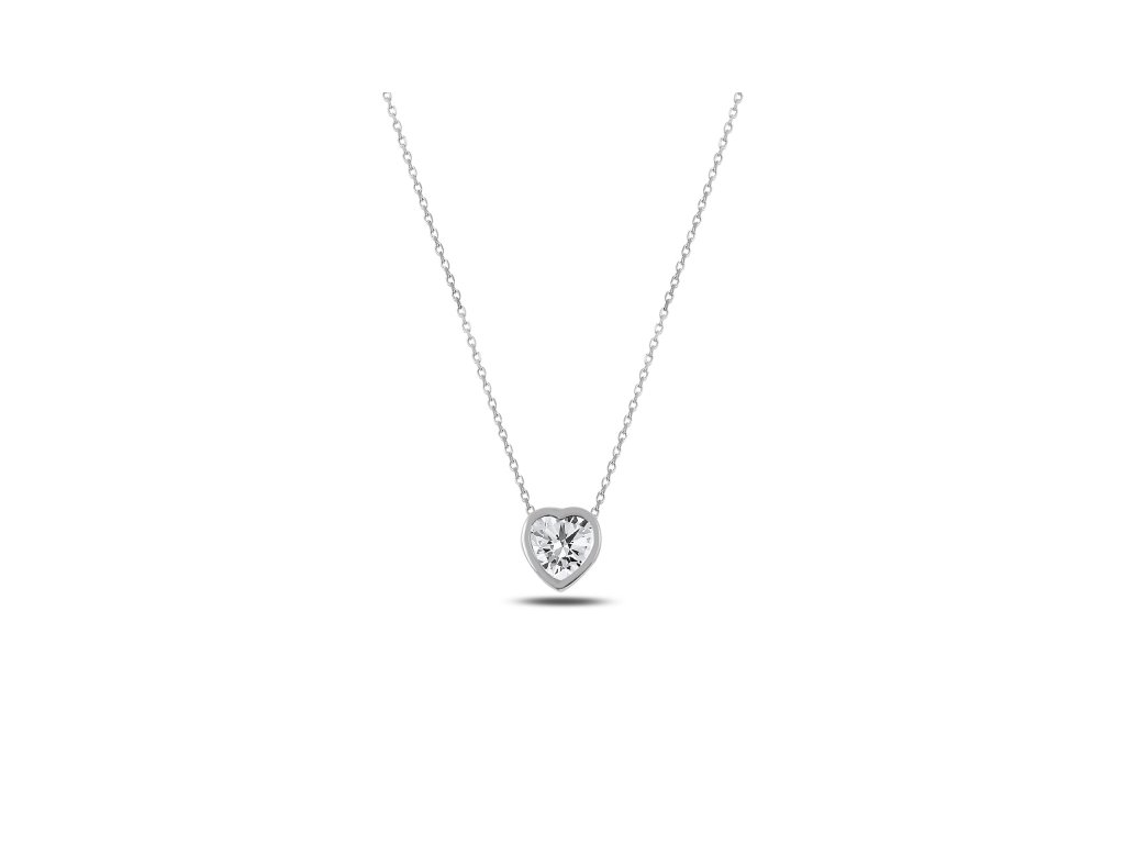 Strieborný náhrdelník ZIRKÓNOVÉ SRDCE zo strieborníctva OLIVIE. Najkrajší darček z lásky pre ženu na Vianoce alebo Valentín.