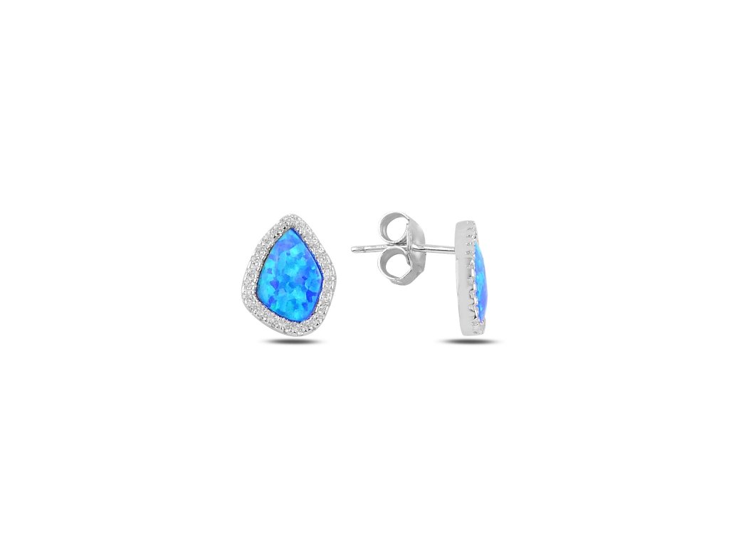 15461 stribrne asymetricke nausnice opal