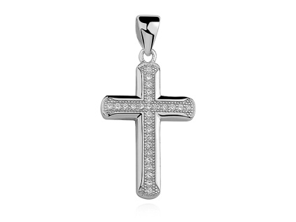 Strieborný prívesok KRÍŽIK so zirkónmi