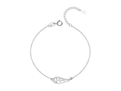 Strieborný náramok ANJELSKÉ KRÍDLO s nastaviteľnou dĺžkou.