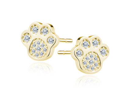 Strieborné náušnice PSÍ TLAPKA GOLD pozlátené 14K zlatom zo strieborníctva OLIVIE.