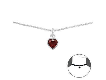 2495 Strieborný choker náhrdelník ČERVENÉ SRDCE