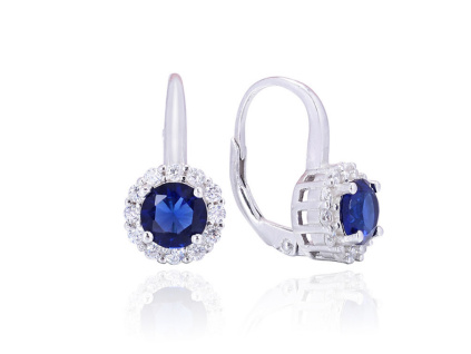 Strieborné visiace náušnice modré BLUE