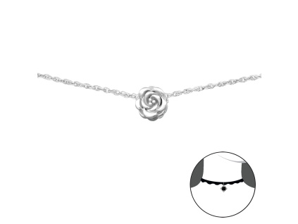 CHOKER retiazka STRIEBORNÁ RUŽA