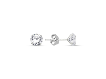 Strieborné náušnice 6 mm ZIRKÓN