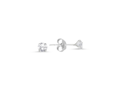 Strieborné náušnice 4 mm ZIRKON