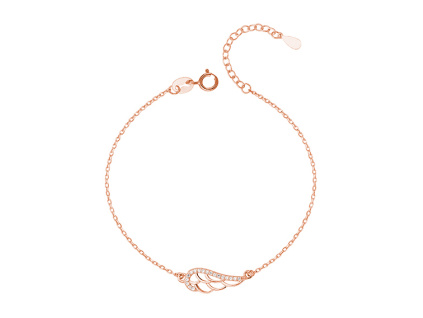 Strieborný náramok ANJELSKÉ KRÍDLO ROSE. Náramok je pozlátený 18K ružovým zlatom. OLIVIE.sk.