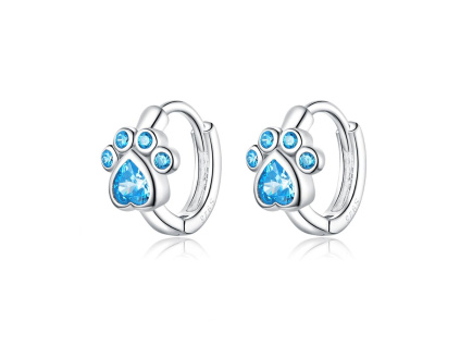 Strieborné náušnice MODRÁ TLAPKA od Olivie.