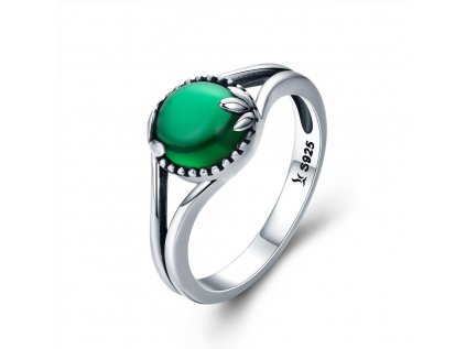 Strieborný prsteň SMARAGDOVÝ ZIRKÓN zelený