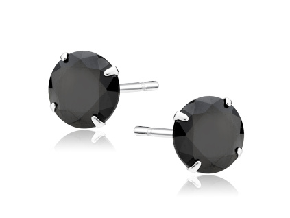 Strieborné náušnice BLACK so vsadeným čiernym 8mm zirkónom od Olivie.