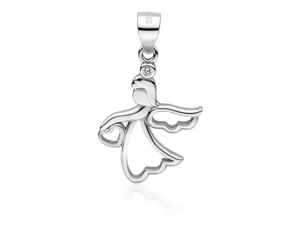 Strieborný anjel so srdiečkom. Anjel je symbolom lásky a ochrany, poslom dobra a nádeje. Noste svojho anjela stále pri sebe!