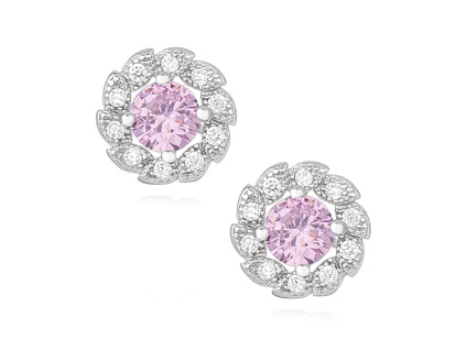 Strieborné náušnice s ružovým zirkónom