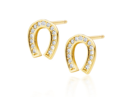 Strieborné náušnice PODKOVA GOLD od OLIVIE. Pozlátené 14K zlatom.