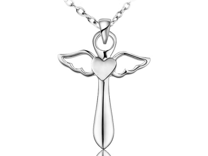 OLIVIE Strieborný ANJELSKÝ KRÍŽIK SO SRDIEČKOM