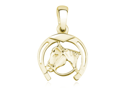 Strieborný prívesok PODKOVA S KONĚM GOLD OLIVIE, najkrajší darček pre milovníkov koní.