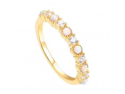 Luxusný a jedinečný strieborný prsteň GOLD pozlátený s opálmi a zirkónmi od OLIVIE