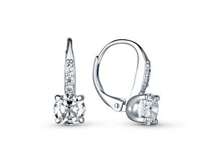 Strieborné náušnice STUDNIČKA so zirkónmi OLIVIE.cz. Krásny darček k narodeninám.