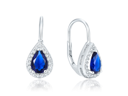 Strieborné náušnice KAPKA BLUE modrý zirkón od OLIVIE