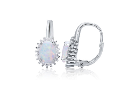 Strieborné náušnice BIELY OPÁL od OLIVIE