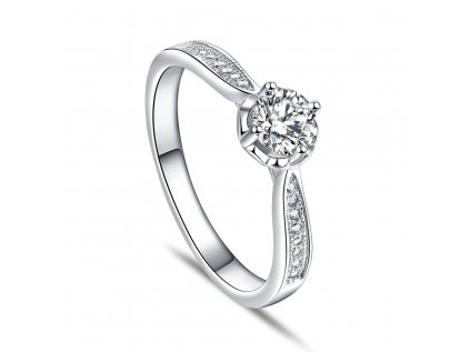Najkrajší zásnubný strieborný prsteň s platinou a zirkónmi PARIS od OLIVIE.sk