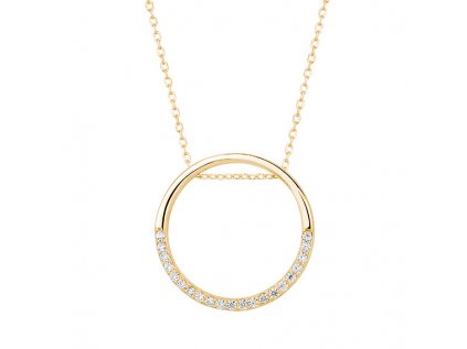 Strieborný náhrdelník KRUH je pozlátený 14K zlatom a má nastaviteľnú dĺžku retiazky od 42 cm do 45 cm. OLIVIE.sk.