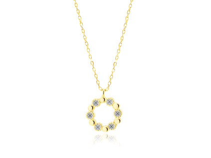 Strieborný náhrdelník KRUH GOLD pozlátený so zirkónmi od OLIVIE.cz