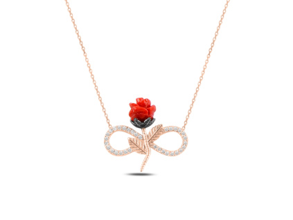 Strieborný náhrdelník NEKONEČNO S RŮŽÍ ROSE od OLIVIE.cz