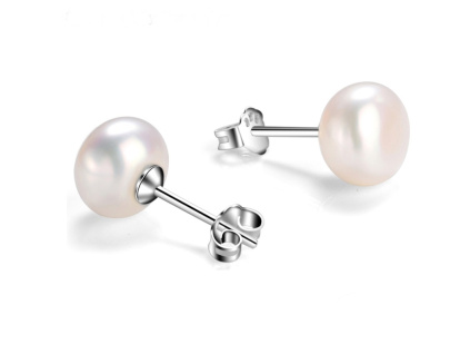 Darček pre ženu - strieborné náušnice 8mm SLADKOVODNÉ PERLY od olivie.sk