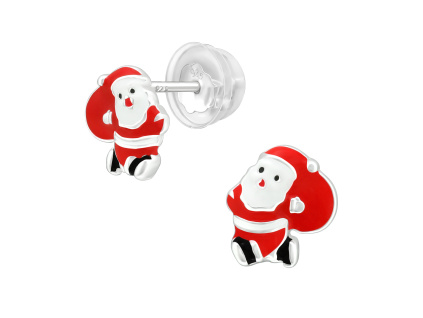 Strieborné náušnice SANTA CLAUS od OLIVIE.cz. Vianočný darček pre dievčatá.