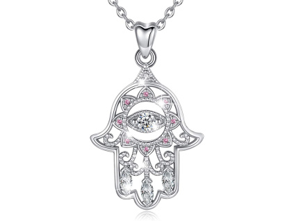 Strieborný náhrdelník HAMSA ochranný symbol od OLIVIE.cz