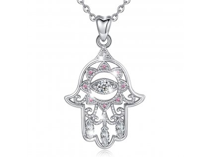Strieborný náhrdelník HAMSA ochranný symbol od OLIVIE.sk