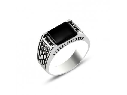 Pánsky strieborný prsteň ČIERNY s markazitom. Luxusný darček pre partnera kúpite u OLIVIE.ONYX