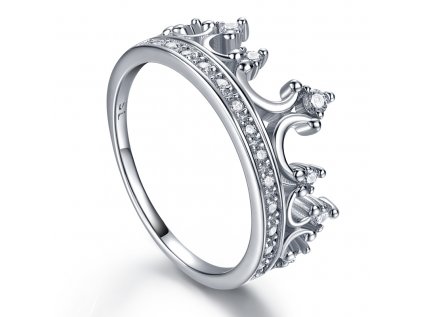 Nádherný strieborný prsteň KORUNKA s platinovou povrchovou úpravou a čírymi zirkónmi kúpite u OLIVIE.sk