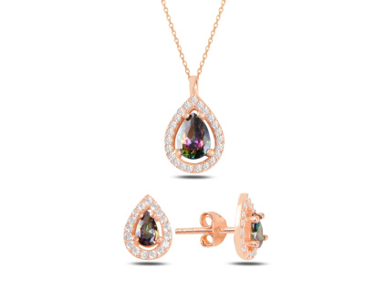 Strieborná súprava MYSTIC TOPAZ ROSE ružovo pozlátená od OLIVIE.cz