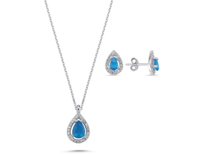 Strieborná súprava KAPKA AQUAMARINE s modrými zirkónmi od OLIVIE