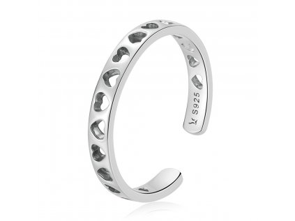 Strieborný srdiečkový prsteň s nastaviteľnou veľkosťou a platinovou povrchovou úpravou kúpite u OLIVIE.sk