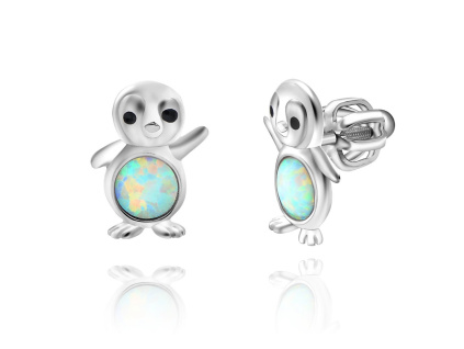 21489 stribrne nausnice na sroubek tucnak s opalovym briskem roztomile nausnice pro deti k narozeninam nebo vanocum koupite u olivie cz