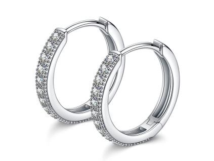 Strieborné trblietavé náušnice KRUHY 1,5 cm so zirkónmi od OLIVIE. Krásny darček pre ženu na Vianoce alebo narodeniny.