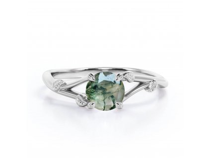 Nádherný strieborný prsteň s prírodným zeleným kameňom MACHOVÝ ACHÁT zo strieborníctva od OLIVIE. Najkrajší darček pre ženu, ktorá miluje prírodu.