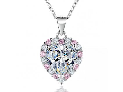Romantický a nežný strieborný náhrdelník SRDCE s ružovými a čírymi zirkónmi. Ide o hodnotný a krásne prepracovaný šperk, ktorého kvalita a romantický vzhľad vo vás zanechajú silné pocity lásky a šťastia.