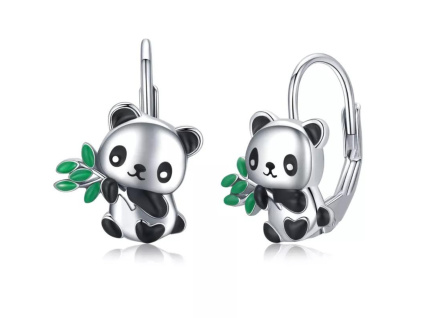 Strieborné visiace náušnice PANDA od OLIVIE.cz