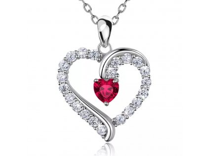 Strieborný náhrdelník ČERVENÉ SRDCE zo strieborníctva od OLIVIE. Najkrajší darček z lásky pre ženu k Valentínovi, narodeninám alebo Vianociam. Darujte svoje srdce.