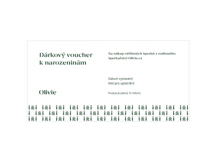 Elektronický darčekový poukaz K NARODENINÁM na nákup šperkov na Olivie.cz